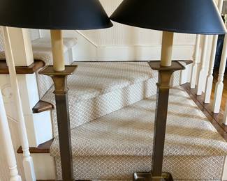 Pair of heavy brass lamps