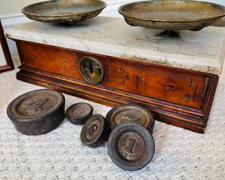 Antique scales that were used in the pharmacy