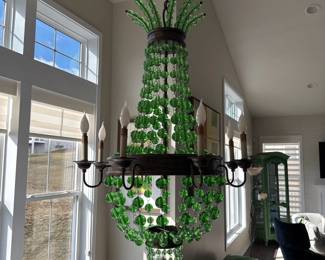 Curray and Company Green Beaded Chandelier