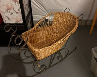 Wrought Iron Wicker Sleigh