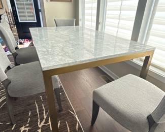 Crate & Barrel White Italian Carrera Marble Coffee Table