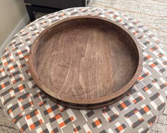 Round Wood Ottoman Tray