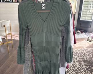 Missoni olive green dress flare sleeves