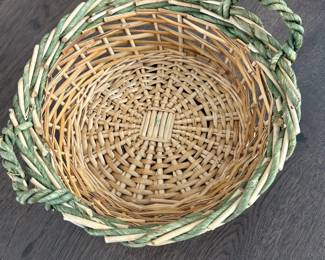 Wicker Tan and Green Basket