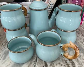 Vintage Teapot Set - Light Blue