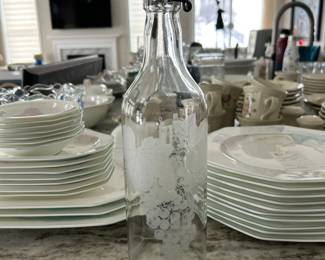 Maison Accents Jus de Tomato Etched Stoppered Vintage French Bottle 13"