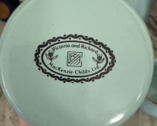 MacKenzie Childs Camp Victoria & Richard Blue Enamel. Tea Kettle