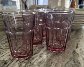 Pink Tinted Libbey Gibraltar glasses 16 oz