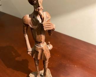 Vintage Hand Carved Wooden Sculpture of Don Quixote
