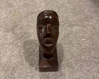 antique hand carved wooden african statue - head sculpture