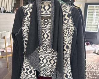 Anama Cardigan Aztec Grey Chimayo Shawl Collar