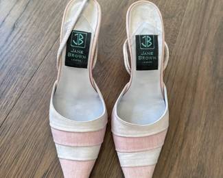 Jane Brown Slingback Pumps - Pink and Ivory - made in Italy