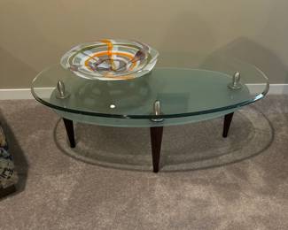 Tempered Glass Oval Shaped Coffee Table