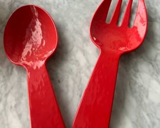 Red Melamine Salad Serving Set