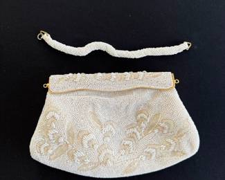 Vintage Ivory Beaded Evening Clutch - Bags by Josef - made in Japan
