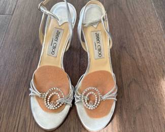 Jimmy Choo Evelyn Diamond Detail Leather Buckle High Heels Size 36 1/2