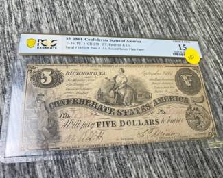 $5 confederate bill