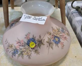 VINTAGE PAINTED GLASS LAMPSHADE