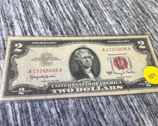 $2 Red seal dollar bill