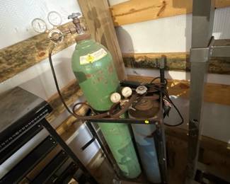 TWO WELDING TANKS ON DOLLY