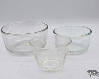 1931  3 Small Glass Pyrex Dishes 