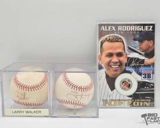 1830  2 Signed Baseballs  1 Commemorative Flip Coin 