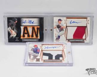 1818  3 MLB Player Jersey Signed Collector Cards 