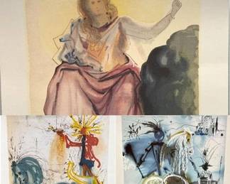 1899  3 Salvador Dali Lithographic Prints W Certificates of Authenticity 