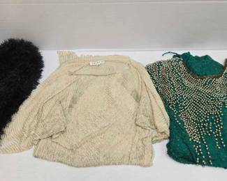 1919  2 Dresses  Fuzzy Black Scarf 