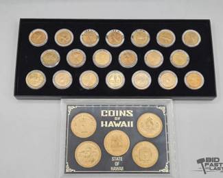 1504  24kt Plated Gold State Quarters  Coins of Hawaii Sets 