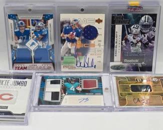 1810  6 NFL Player Jersey Collector Cards, Some Signed 