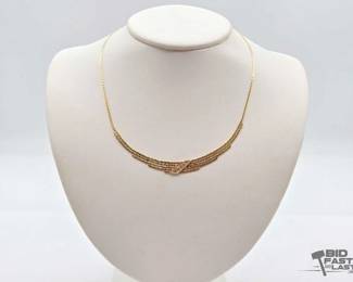 724  14k Yellow Gold  Diamond Necklace, 7.54g 