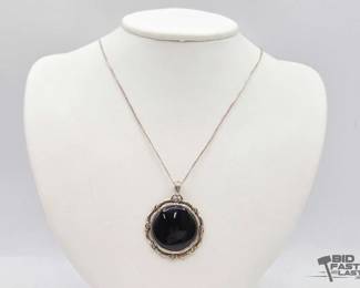 906  Sterling Silver Black Onyx Pendant Necklace, 12.68g 