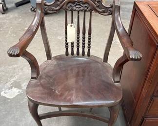 2452  Wooden Carved North Wind Face Chair 