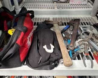 2502  Hammer, Staple Gun, Wrench, Tool Bag  Pliers 