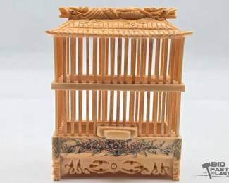 1950  Bone Carved Cricket Cage 