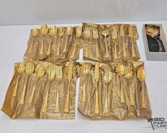 1915  Stanley Roberts Gold Toned Silverware Set 