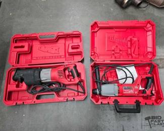 2636  Milwaukee Sawzall and Rotary Hammer in Cases 