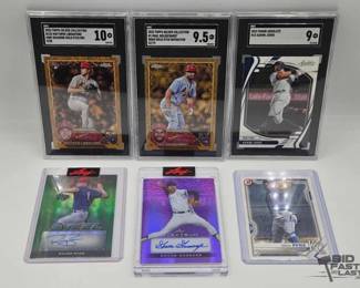 1820  6 MLB Player Collector Cards, Some Signed  Some Graded 