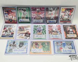 1814  13 NFL  College Player Collector Cards, Some Signed 