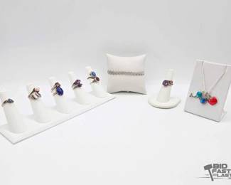 904  Sterling Silver Rings, Bracelet  Pendants, 45.91g 