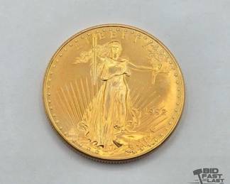 1204  1992 $50 Fine Gold American Eagle Coin, 1oz 