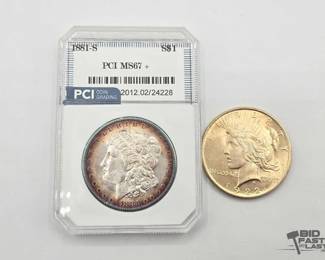 1300  1881S Morgan Silver Dollar  1922P Silver Peace Dollar Coins 