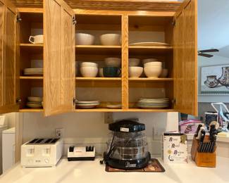 Pier One White Dishes, Toaster, Cuisinart Knife Sharpener