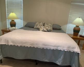 King Size Comforter, End Tables and Lamps