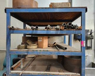 Industrial Steel Storage Rack with Wooden Shelves