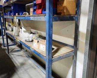Industrial Storage Shelving Unit with Parts Bins - Retail: $250