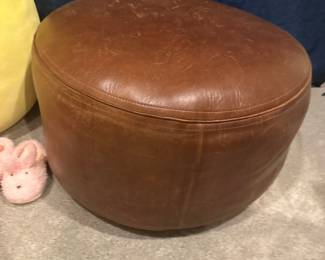 Brown leather ottoman