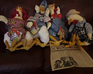 Original Appalachian Artworks The Plucketss.  All 4 with their hang tags and the original Newspaper