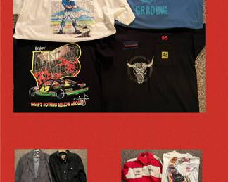 Vintage clothing- NASCAR, Walls, cowboy boots, Local Racing and more